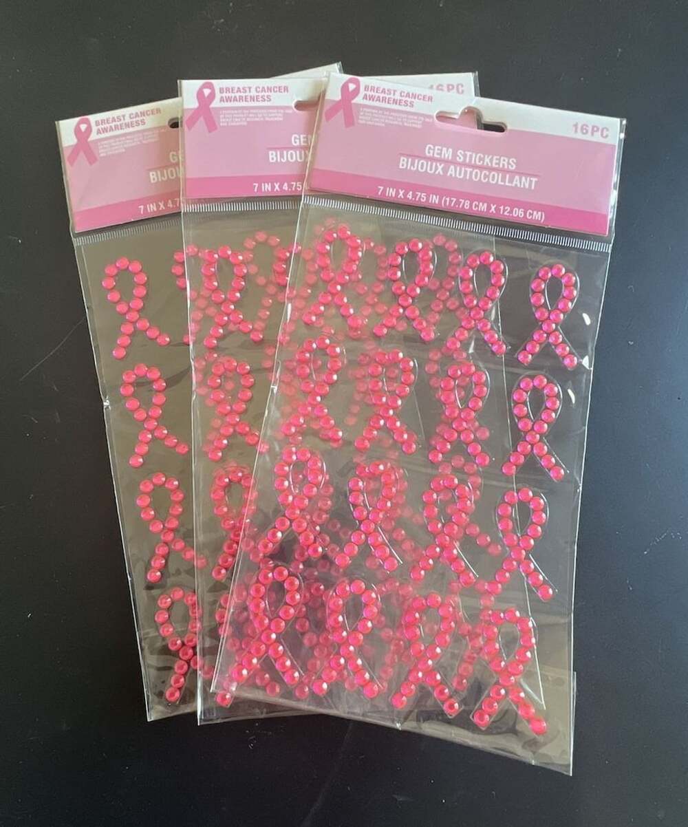 Pink Breast Cancer Awareness Gem Stickers 16 Count
